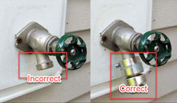 Correct vs. incorrect outdoor faucet