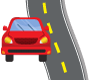 Illustration of a red car on a winding road