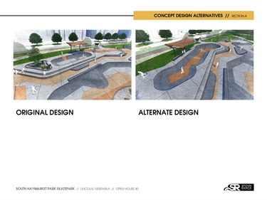 Concept Design Alternatives: Transition (bowl) of transition area, original on left and alternate on right