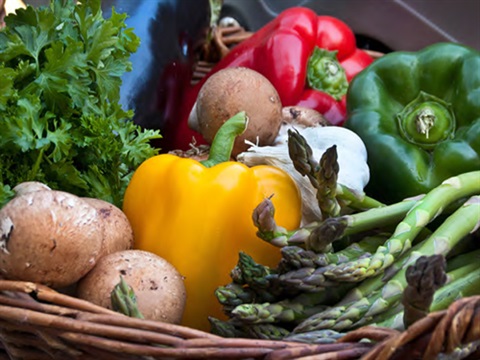 Photograph of basket of local food